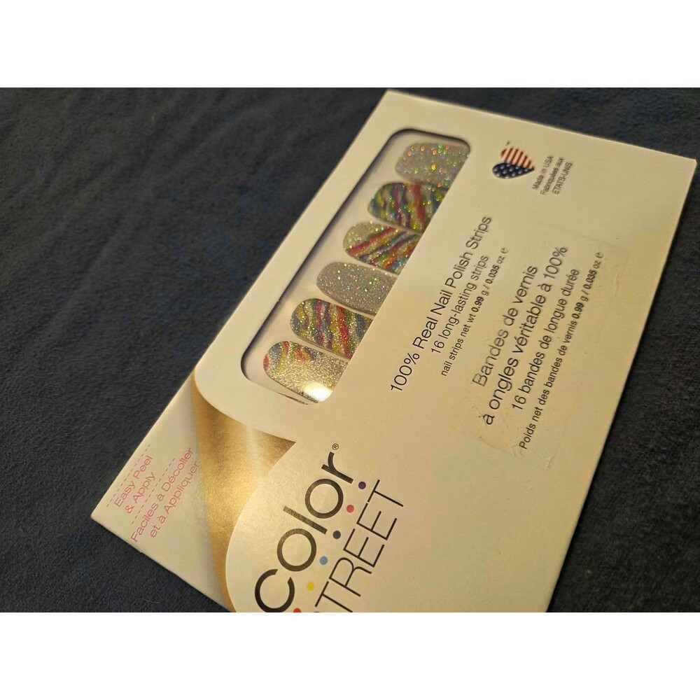 Color Street Silver/Multicolor Sparkle Nail Polish Strips Inner Strength